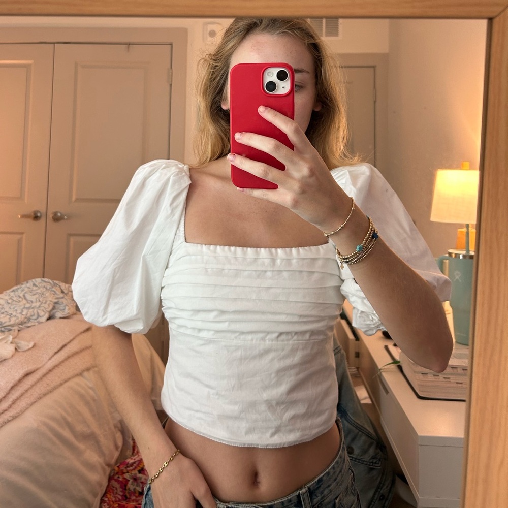 Abercrombie Puff Sleeve Ruched Top size small